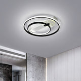 Gold/White & Black Led Metal Hoop Flushmount With White/Warm Light - 16.5/20.5 Wide Black-White /