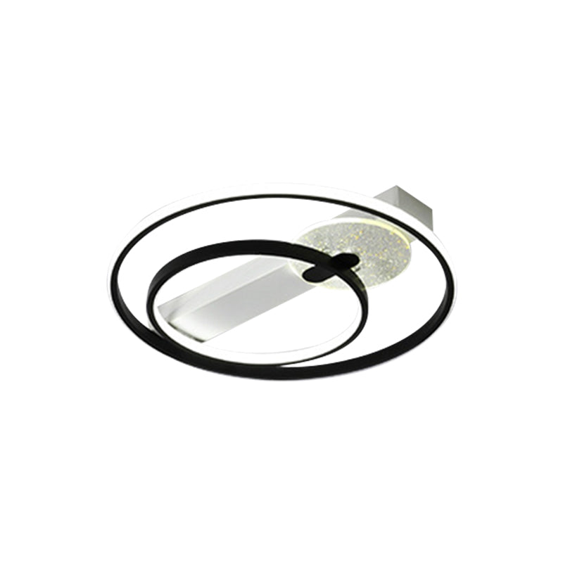 Gold/White & Black Led Metal Hoop Flushmount With White/Warm Light - 16.5’/20.5’ Wide