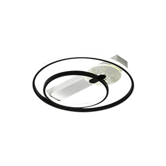 Gold/White & Black Led Metal Hoop Flushmount With White/Warm Light - 16.5/20.5 Wide