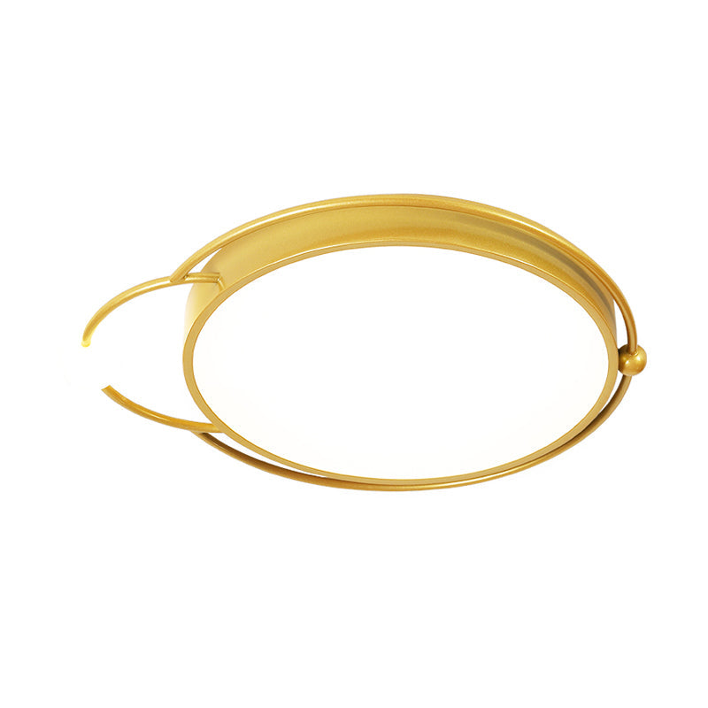 Modernist Iron Flush Mount Lamp In Black/Gold 17’/20.5’ Wide Led Warm/White Light