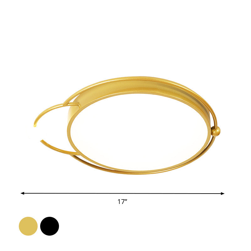 Modernist Iron Flush Mount Lamp In Black/Gold 17’/20.5’ Wide Led Warm/White Light