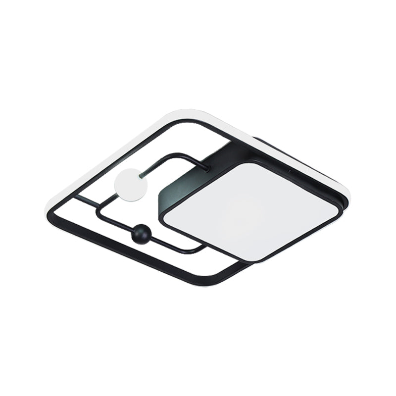 Modern Iron Black/Gold Led Ceiling Light Fixture In Warm/White - Square Flush Mount 16.5/20.5 Width