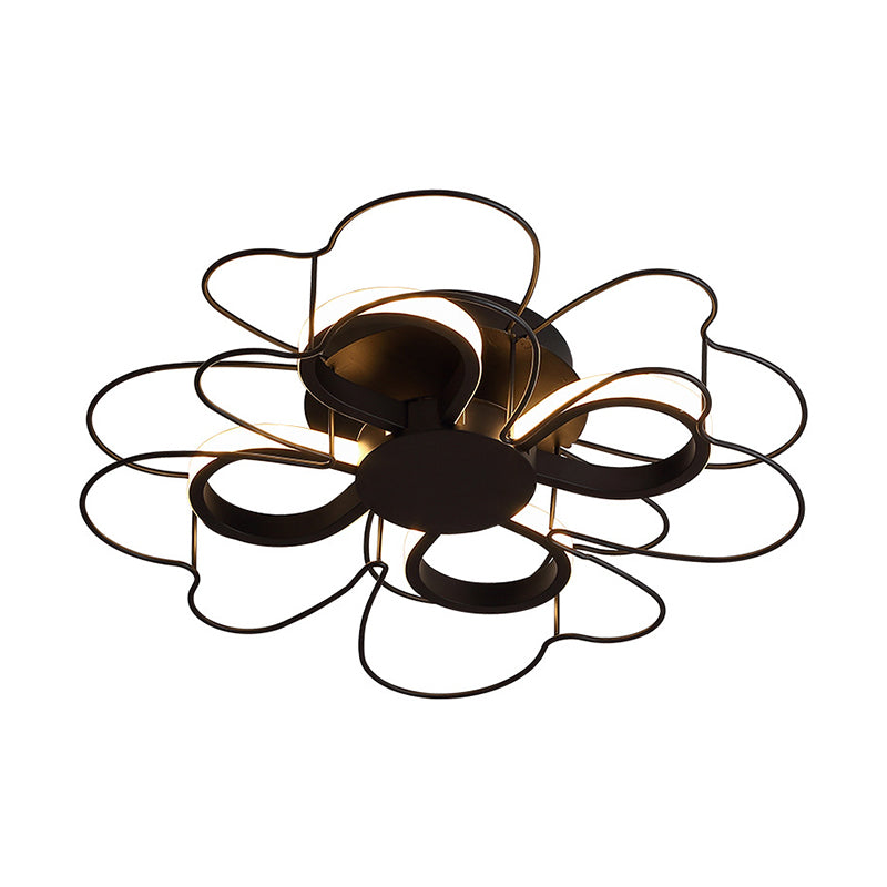 Contemporary Metallic Clover Flush Light - 19’/22.5’ W Black/White Led Warm/White Lighting