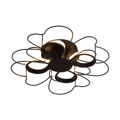 Contemporary Metallic Clover Flush Light - 19’/22.5’ W Black/White Led Warm/White Lighting