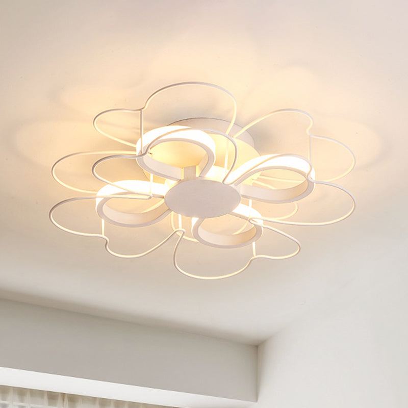 Contemporary Metallic Clover Flush Light - 19/22.5 W Black/White Led Warm/White Lighting