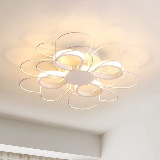 Contemporary Metallic Clover Flush Light - 19/22.5 W Black/White Led Warm/White Lighting