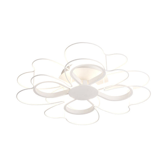 Contemporary Metallic Clover Flush Light - 19’/22.5’ W Black/White Led Warm/White Lighting