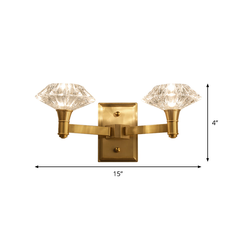 Mussel Brass Wall Mounted Crystal Doorway Lamp With Clean-Lined Arm