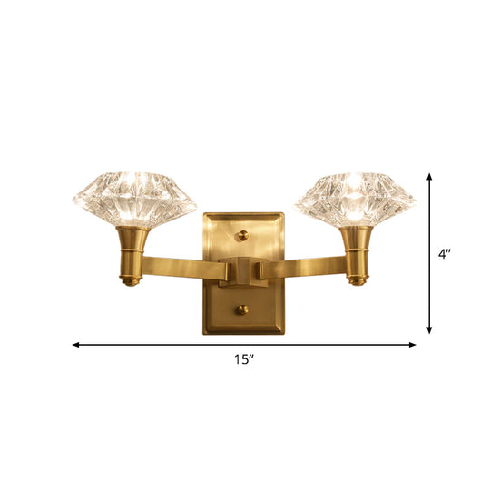 Mussel Brass Wall Mounted Crystal Doorway Lamp With Clean-Lined Arm