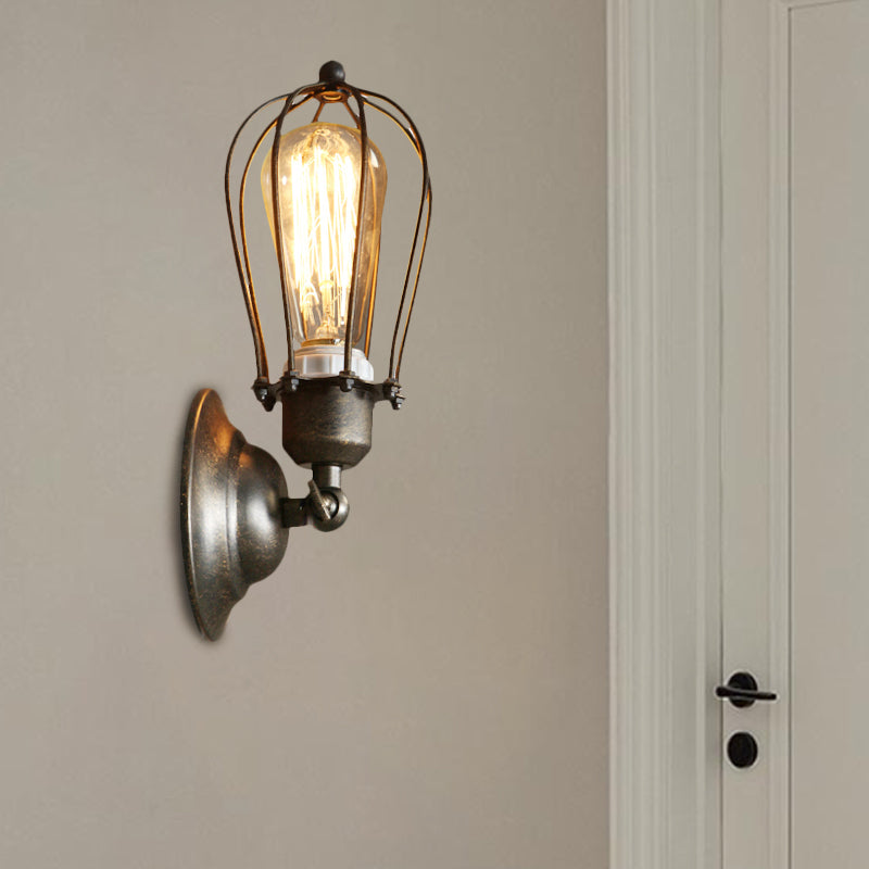 Farmhouse Oval Caged Wall Lamp - Metallic Antique Bronze/Black Bronze