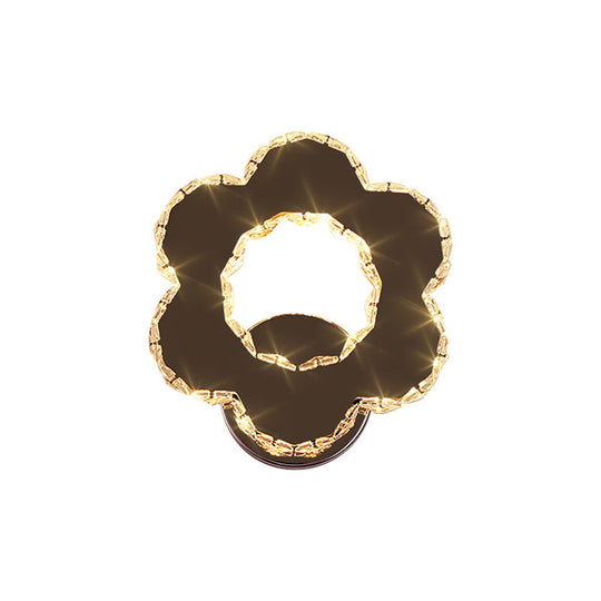 Crystal Flower/Star Wall Sconce With Modern Led Lighting - Chrome Finish Warm/White Light