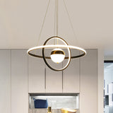 Modernist Black Acrylic Led Pendulum Ceiling Light With Circular Shade