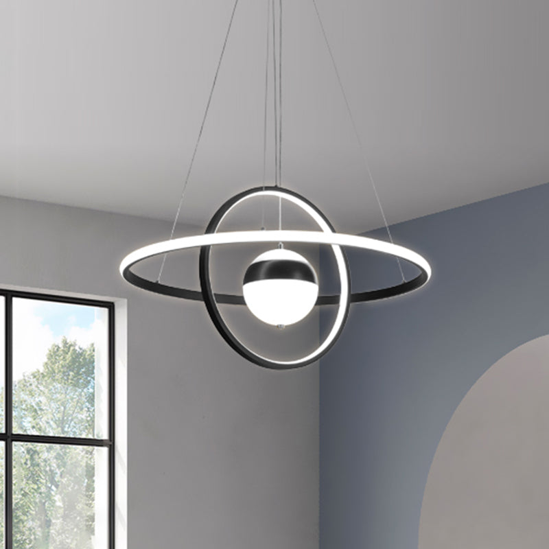 Modernist Black Acrylic Led Pendulum Ceiling Light With Circular Shade