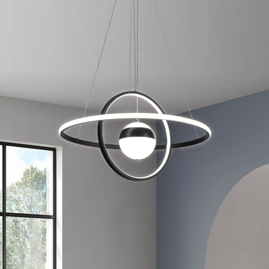 Modernist Black Acrylic Led Pendulum Ceiling Light With Circular Shade