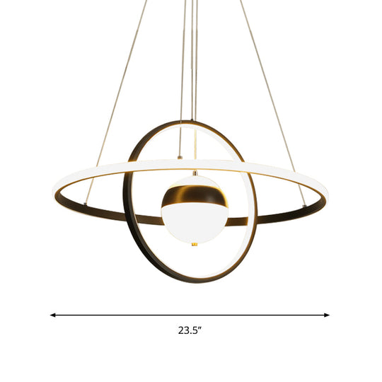 Modernist Black Acrylic Led Pendulum Ceiling Light With Circular Shade