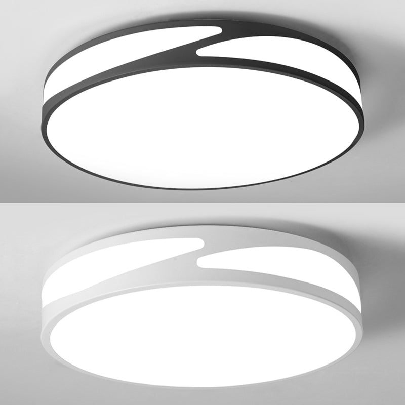 Nordic Monochrome Flush Mount Led Ceiling Light - Slim Panel Round Acrylic 18/21.5 Inch Wide