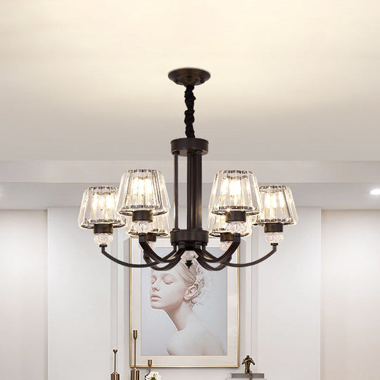 Modernist Cone Crystal Pendant Chandelier - 3/6 Lights Black Dining Room Ceiling Hanging Fixture