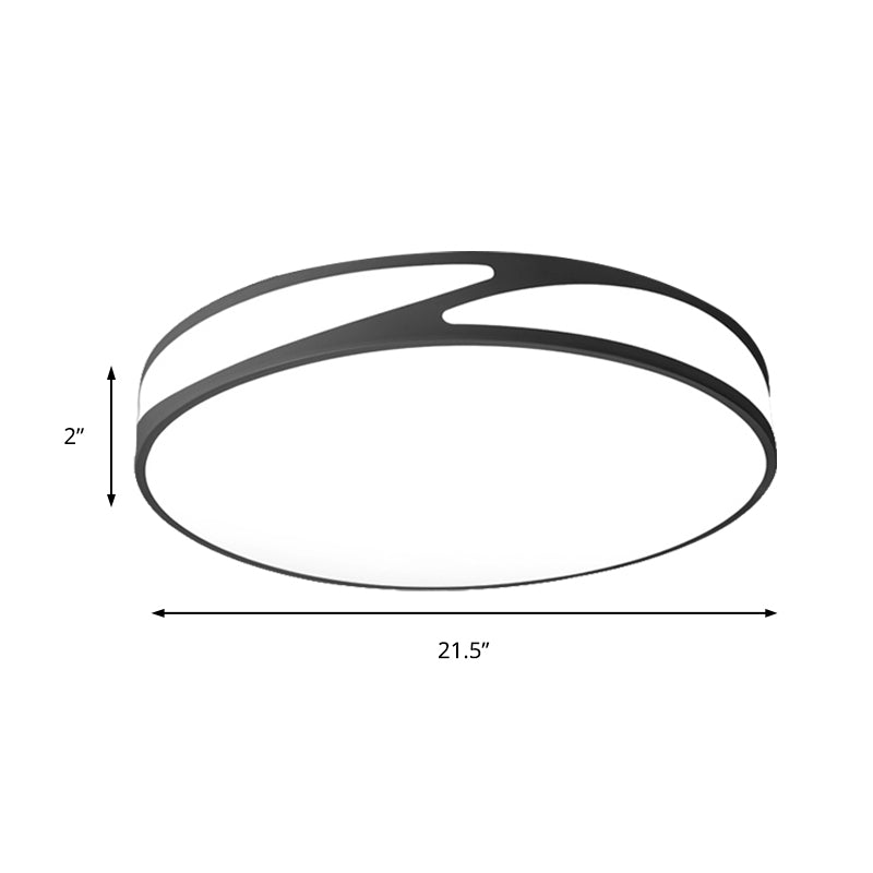 Nordic Monochrome Flush Mount Led Ceiling Light - Slim Panel Round Acrylic 18/21.5 Inch Wide