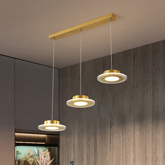 Contemporary Acrylic Led Gold Chandelier - Round Pendant Light Fixture In Warm/White / White