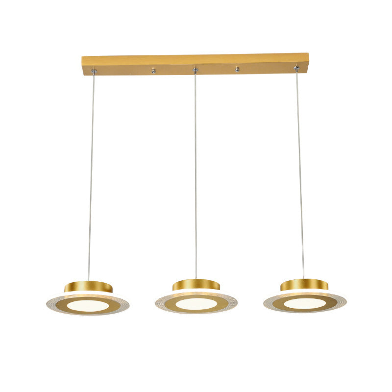 Contemporary Acrylic Led Gold Chandelier - Round Pendant Light Fixture In Warm/White