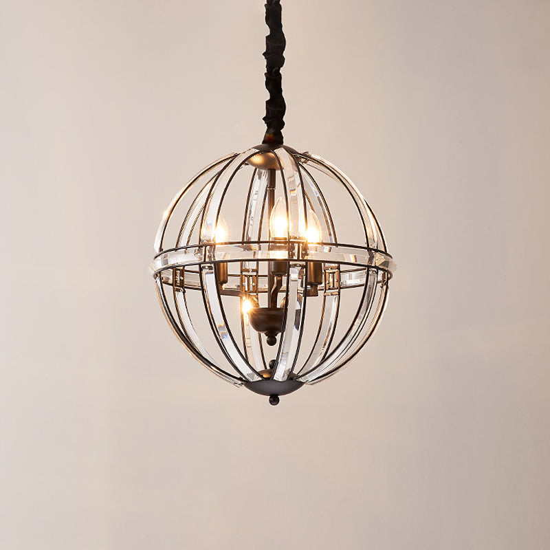 Simplicity Global Crystal-Encrusted Pendant Chandelier In Black/Gold: Elegant Single-Bulb Light For