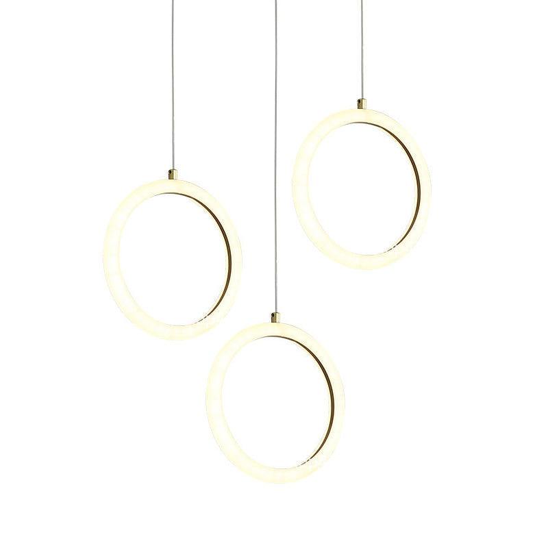 Nordic Acrylic Chandelier - Circular 1/3 Lights Gold Hanging Light Kit For Restaurants