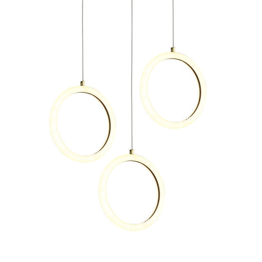 Nordic Acrylic Chandelier - Circular 1/3 Lights Gold Hanging Light Kit For Restaurants