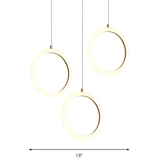Nordic Acrylic Chandelier - Circular 1/3 Lights Gold Hanging Light Kit For Restaurants