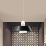 Minimalist Metallic Pendant Lamp With Black/White/Green Cap For Bedroom Lighting Black