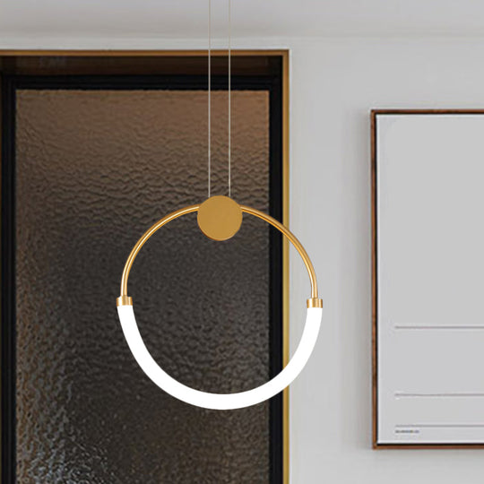 Nordic Acrylic Circular Chandelier - Gold Pendant Lighting With 1/3 Bulbs In Warm/White Light 1 /