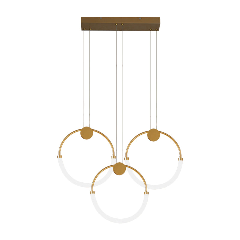 Nordic Circular Chandelier Lamp: Acrylic 1/3 Gold Bulbs Warm/White Pendant Lighting Fixture
