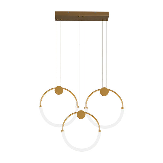 Nordic Circular Chandelier Lamp: Acrylic 1/3 Gold Bulbs Warm/White Pendant Lighting Fixture