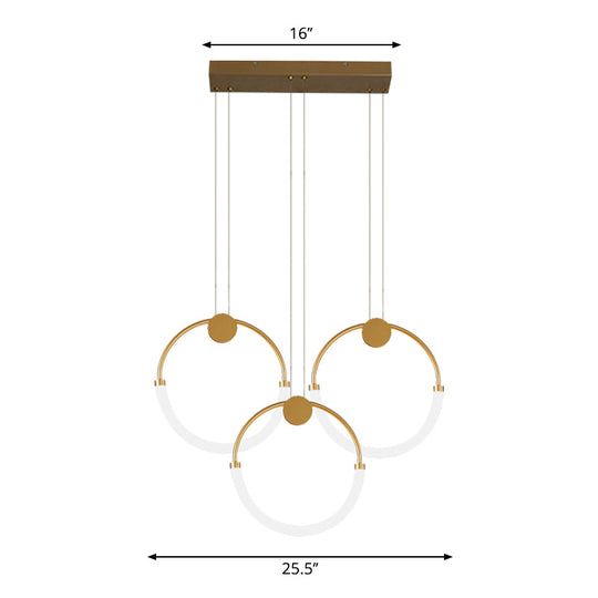 Nordic Acrylic Circular Chandelier - Gold Pendant Lighting With 1/3 Bulbs In Warm/White Light