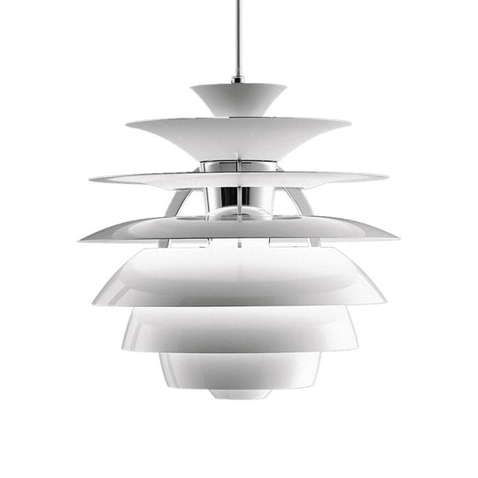 Nordic Aluminum Pinecone Pendant Lamp: Tiered Ceiling Hanging Light In White