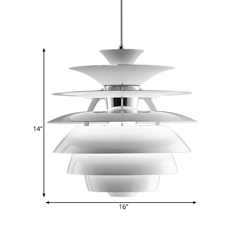Nordic Aluminum Pinecone Pendant Lamp: Tiered Ceiling Hanging Light In White