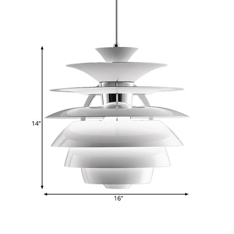 Nordic Pinecone Tiered Pendant Light For Dining Room In White Aluminum