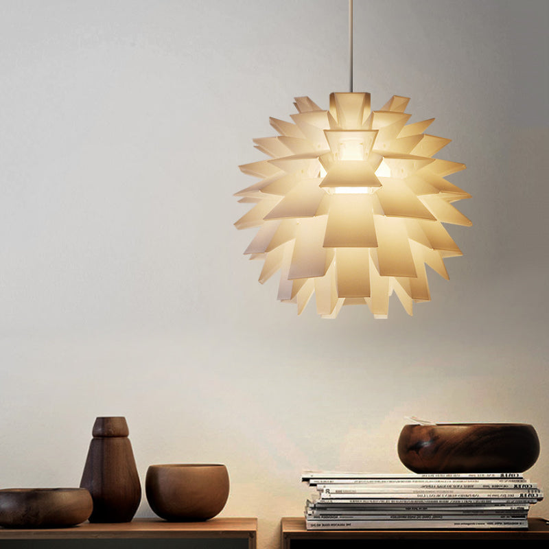 Modern Pine Cone Suspension Light - Plastic Ceiling Pendant In White