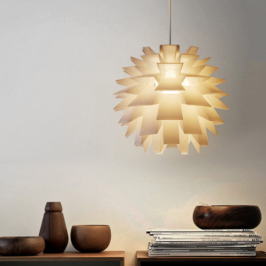 Modern Pine Cone Suspension Light - Plastic Ceiling Pendant In White