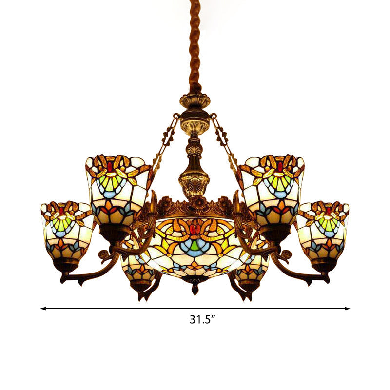 Elegant Baroque Style Dining Room Chandeliers With Art Glass Shade And Curved/Straight Arm
