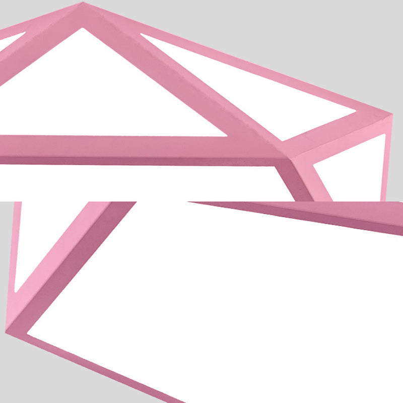 Kid Bedroom Macaron Acrylic Pentagon Ceiling Light With Metal Guard - Space - Saving Loft Mount