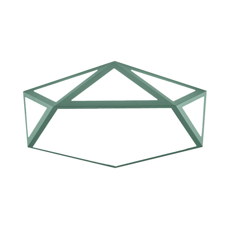 Kid Bedroom Macaron Acrylic Pentagon Ceiling Light With Metal Guard - Space - Saving Loft Mount