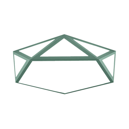 Kid Bedroom Macaron Acrylic Pentagon Ceiling Light With Metal Guard - Space - Saving Loft Mount