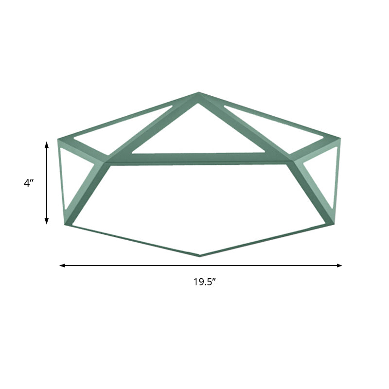 Kid Bedroom Macaron Acrylic Pentagon Ceiling Light With Metal Guard - Space - Saving Loft Mount