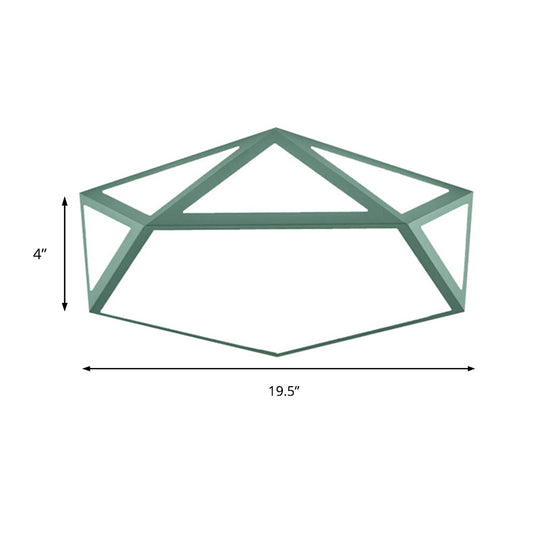 Kid Bedroom Macaron Acrylic Pentagon Ceiling Light With Metal Guard - Space - Saving Loft Mount