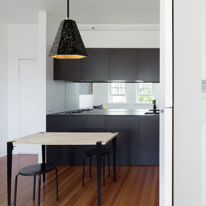 Geometric Cement Pendant Lighting - Simplicity Black/White/Yellow Hanging Light