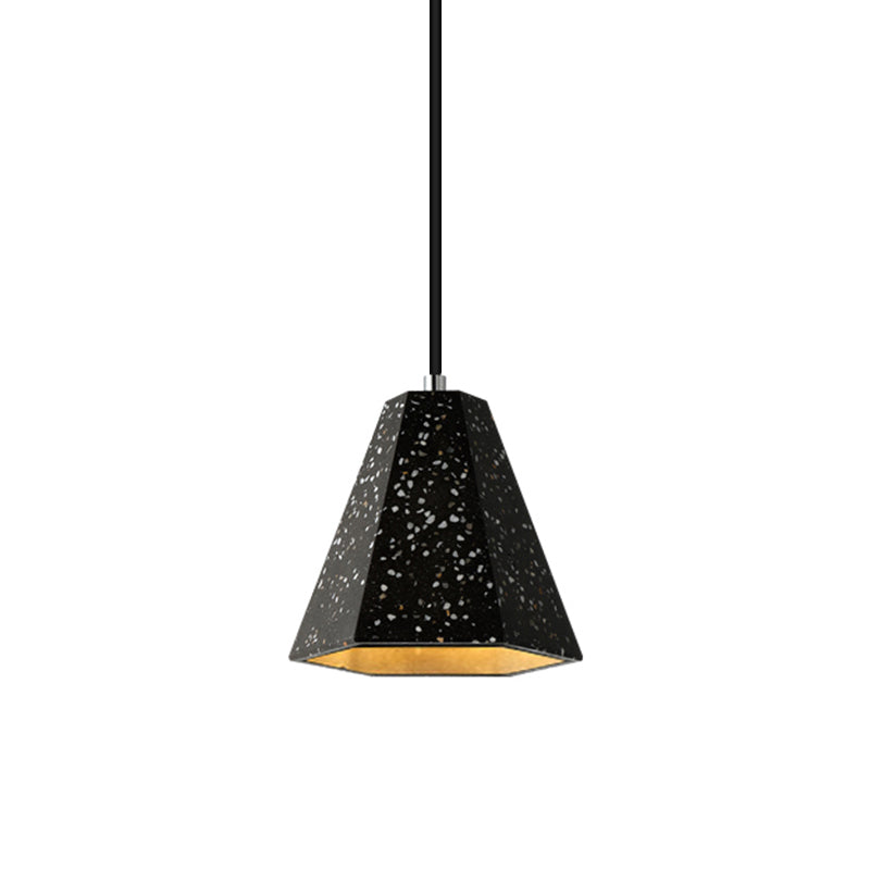 Geometric Cement Pendant Lighting - Simplicity Black/White/Yellow Hanging Light