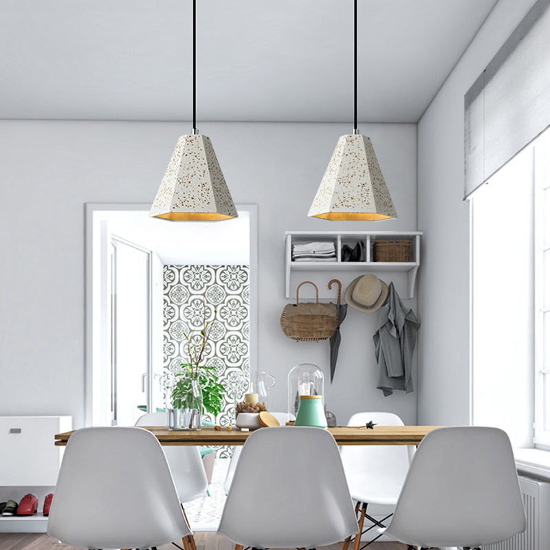 Geometric Cement Pendant Lighting - Simplicity Black/White/Yellow Hanging Light