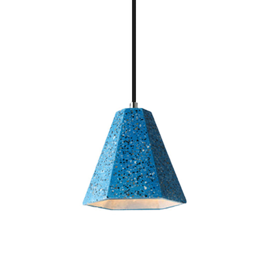 Geometric Cement Pendant Light - 1 Simplicity Hanging (Black/White/Yellow)