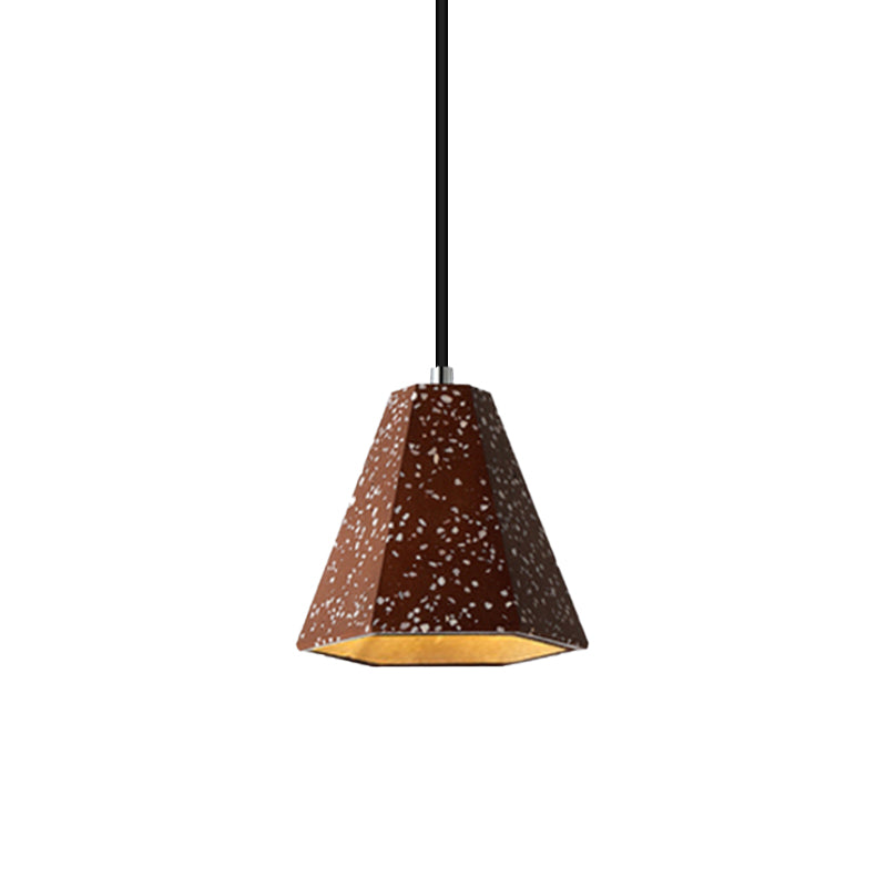 Geometric Cement Pendant Light - 1 Simplicity Hanging (Black/White/Yellow)