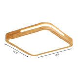 Japanese Style Wood And Acrylic Led Square Flush Ceiling Lamp In Beige - 16/19.5 Wide